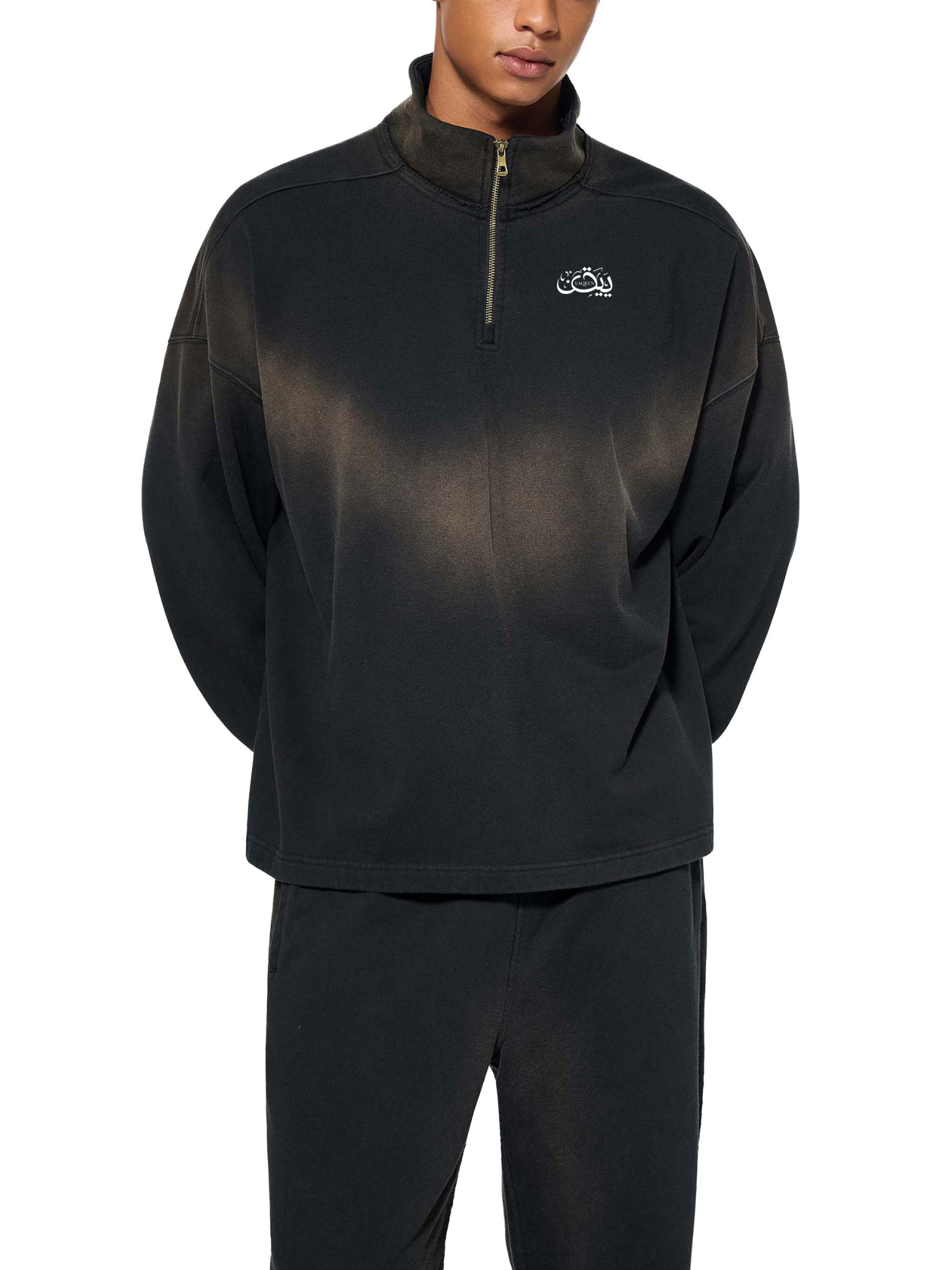 YAQEEN Sun Fade Quarter-Zip Sweatshirt