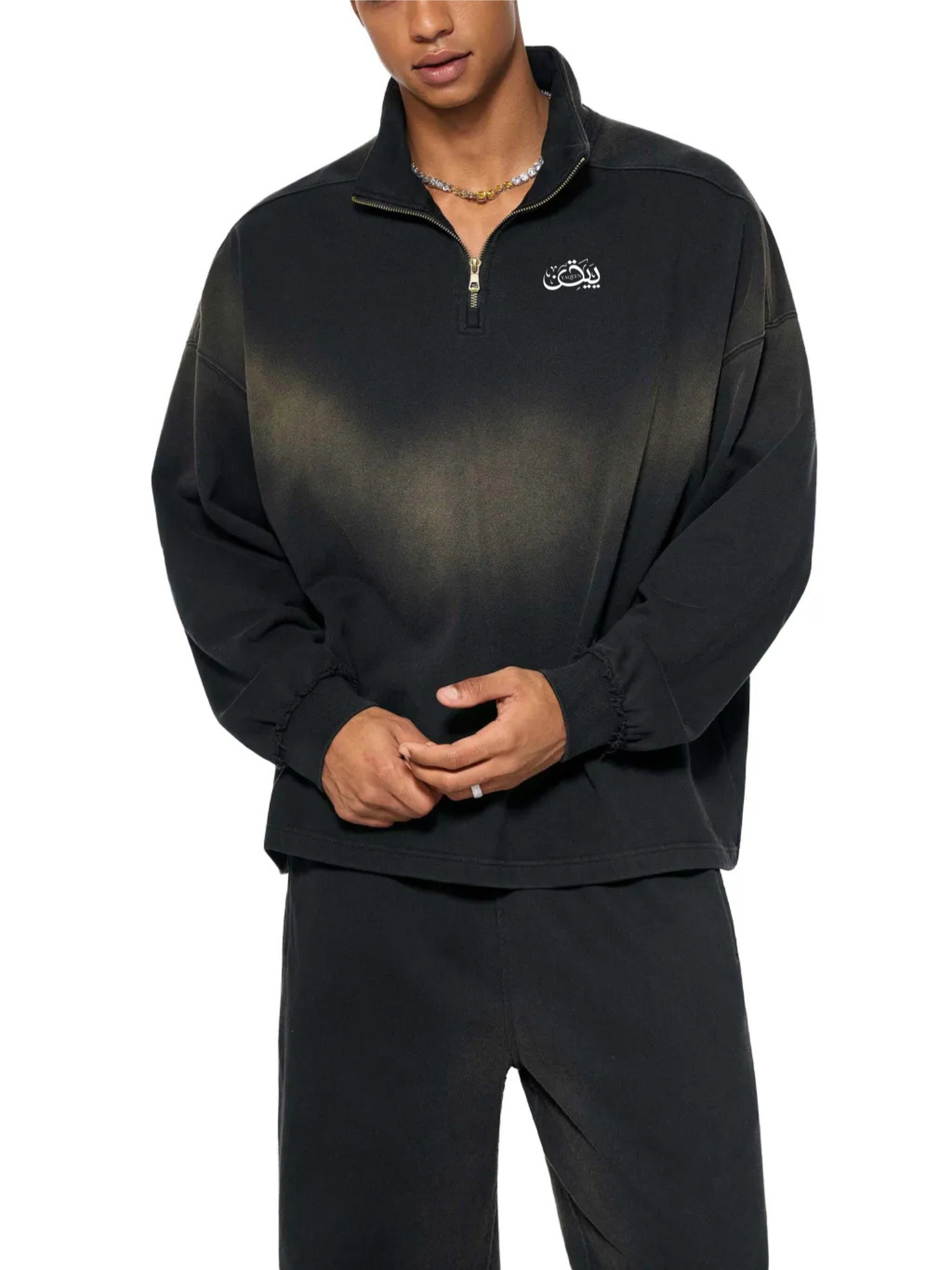 YAQEEN Sun Fade Quarter-Zip Sweatshirt
