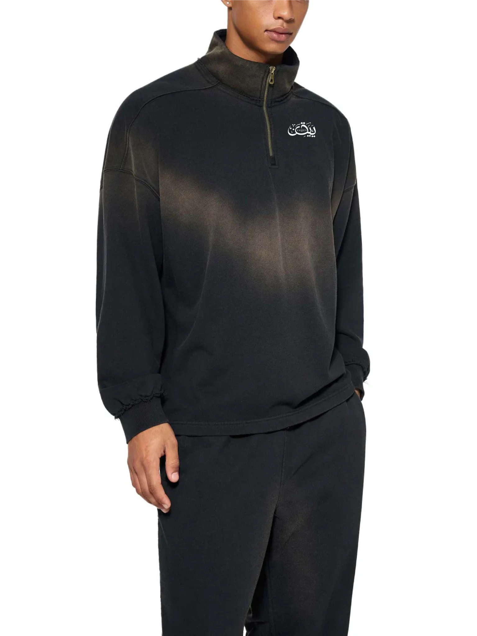 YAQEEN Sun Fade Quarter-Zip Sweatshirt