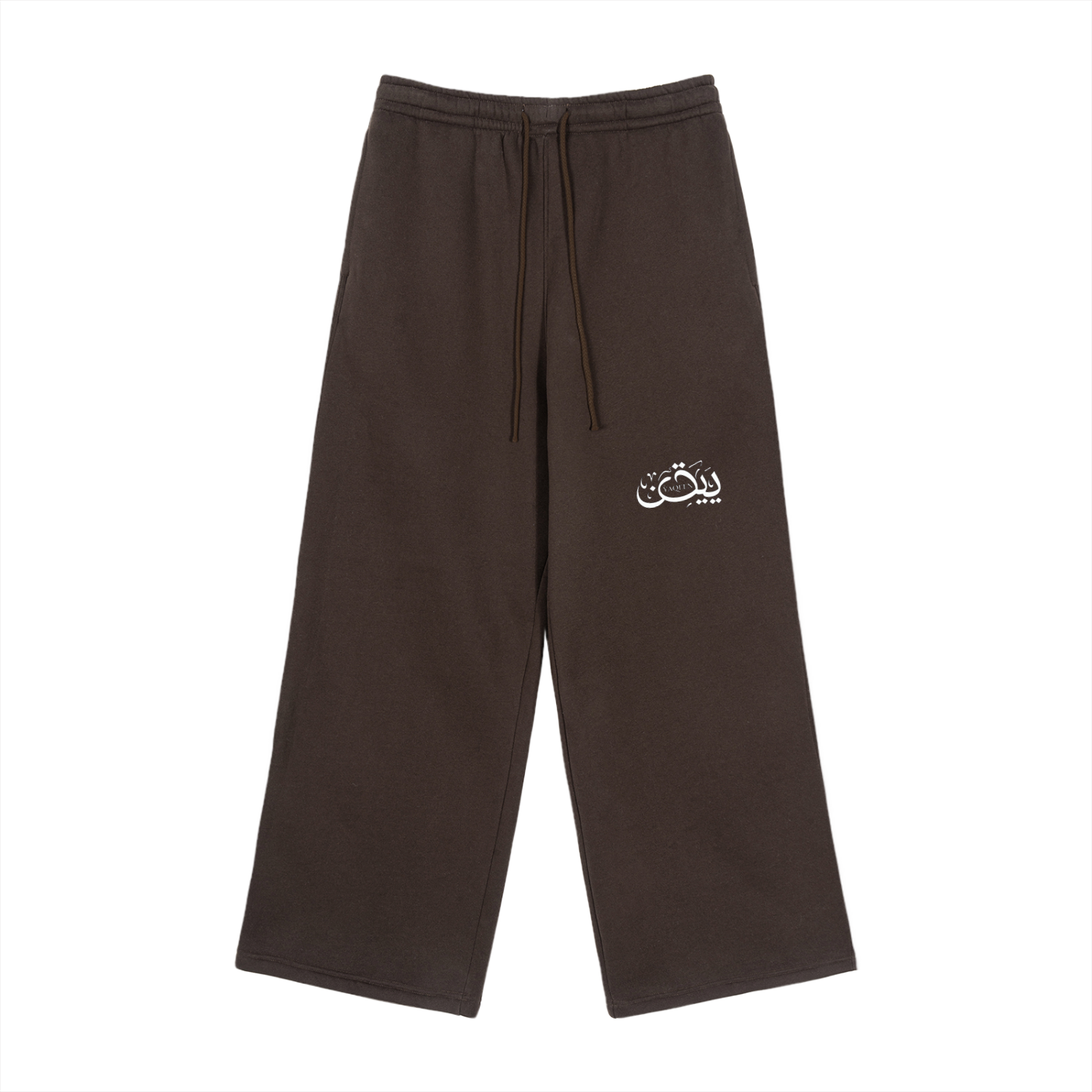 YAQEEN Signature Fleece Drawstring Straight-Leg Sweatpants